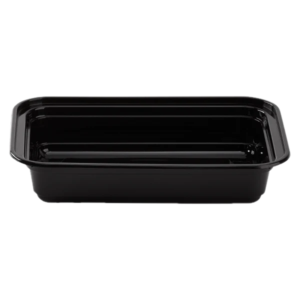 28oz Black Rectangular Containers with Clear Lids150/cs