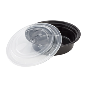 16oz Heavy-Duty Black Round Containers with Clear lids 150/cs