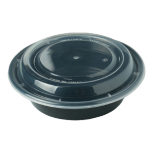 24oz Heavy-Duty Black Round Containers with Clear lids 150/cs