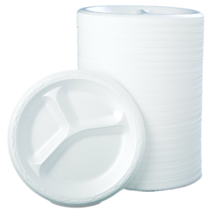 9" White Round Foam Plate 500/cs