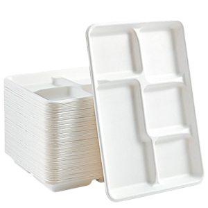 5-Compartment Rectangular Paper/ Bagasse Plate 500/cs