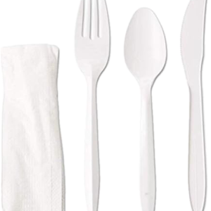 4-Piece Disposable Cutlery Set with Napkin 250/cs